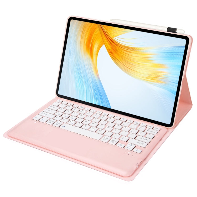 For Huawei MatePad Air 12 2024 Ultra-thin Detachable Bluetooth Keyboard Leather Tablet Case(Pink White)
