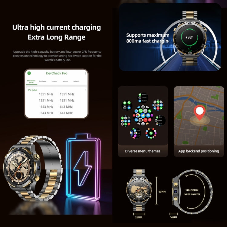 T7 1.508 inch 4G LTE Android 10 Smart Watch, 6GB+128GB, MTK6762 Octa Core, Support Heart Rate / Blood Oxygen(Silver)