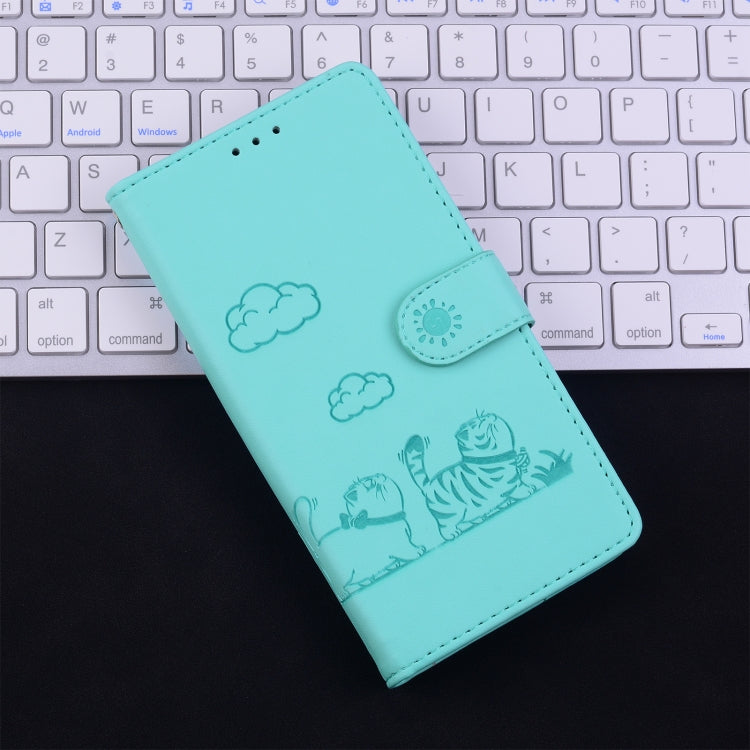 For Samsung Galaxy S25 Ultra 5G Cute Cats RFID Leather Phone Case(Green) - Galaxy S25 Ultra 5G Cases by PMC Jewellery | Online Shopping South Africa | PMC Jewellery | Buy Now Pay Later Mobicred