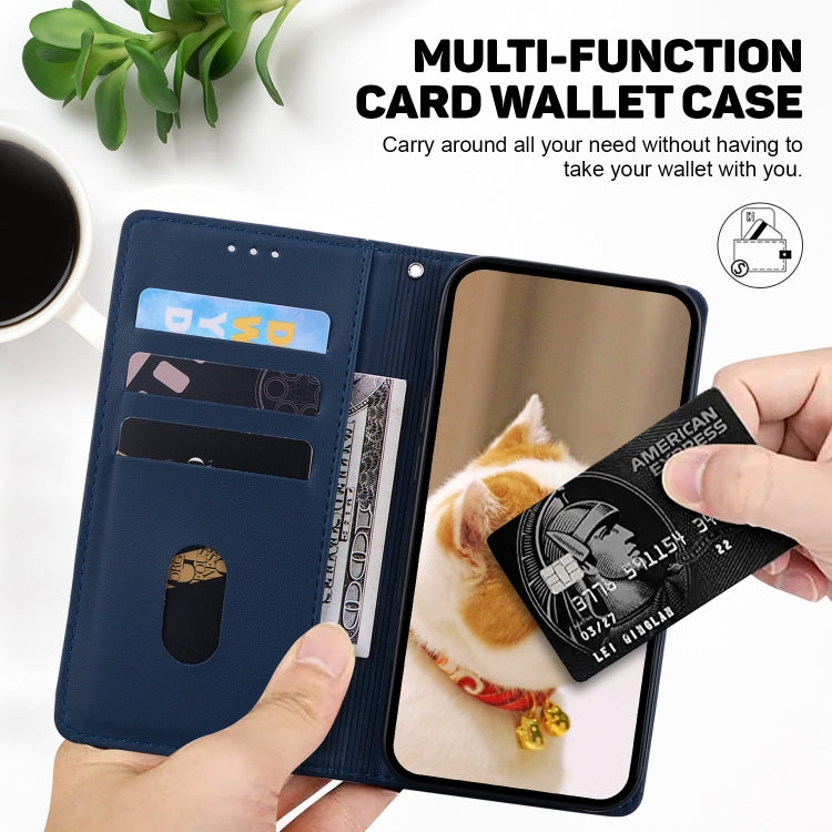 For Samsung Galaxy S25+ 5G Cute Cats RFID Leather Phone Case(Blue)