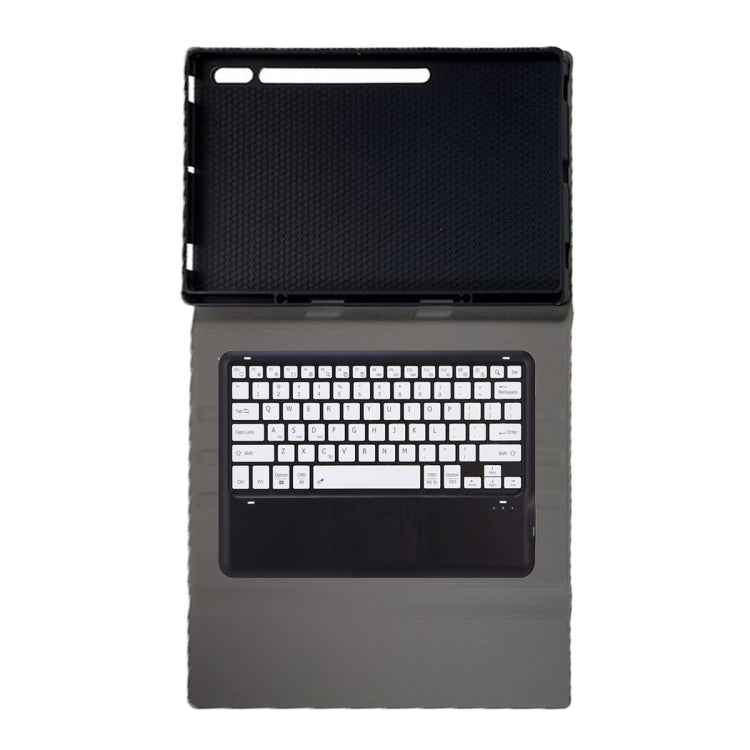 For Samsung Galaxy Tab S10 Ultra A910B Pen Slot Detachable Bluetooth Keyboard Leather Tablet Case(Black+White)