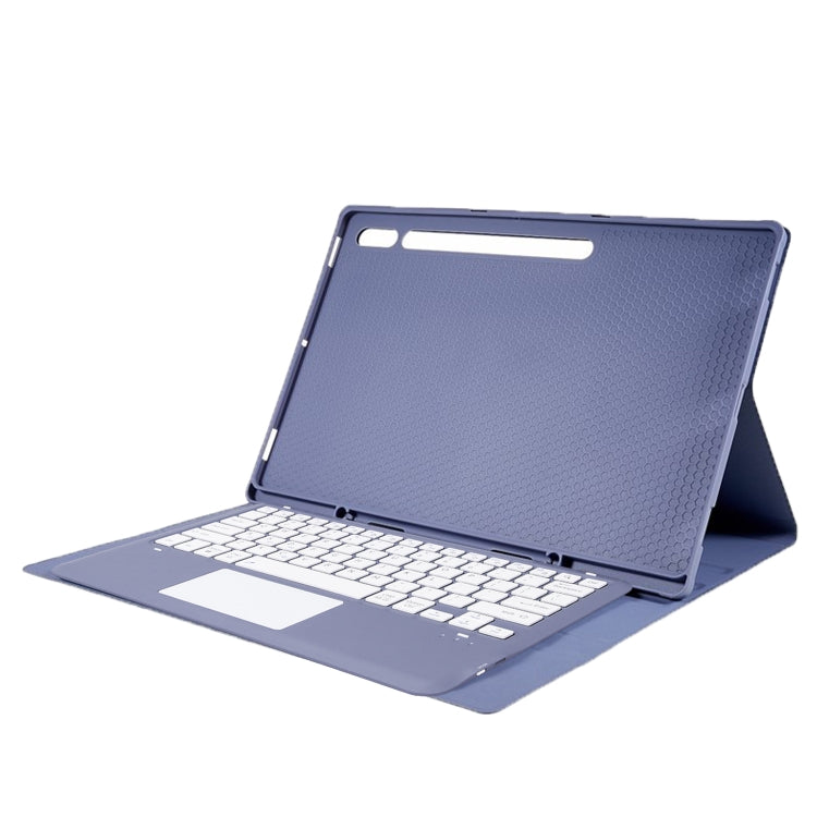 For Samsung Galaxy Tab S10 Ultra A910B-A Touch Pad Detachable Bluetooth Keyboard Leather Tablet Case(Purple)