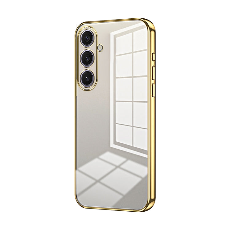 For Samsung Galaxy S25+ 5G Transparent Plating Fine Hole Phone Case(Gold)