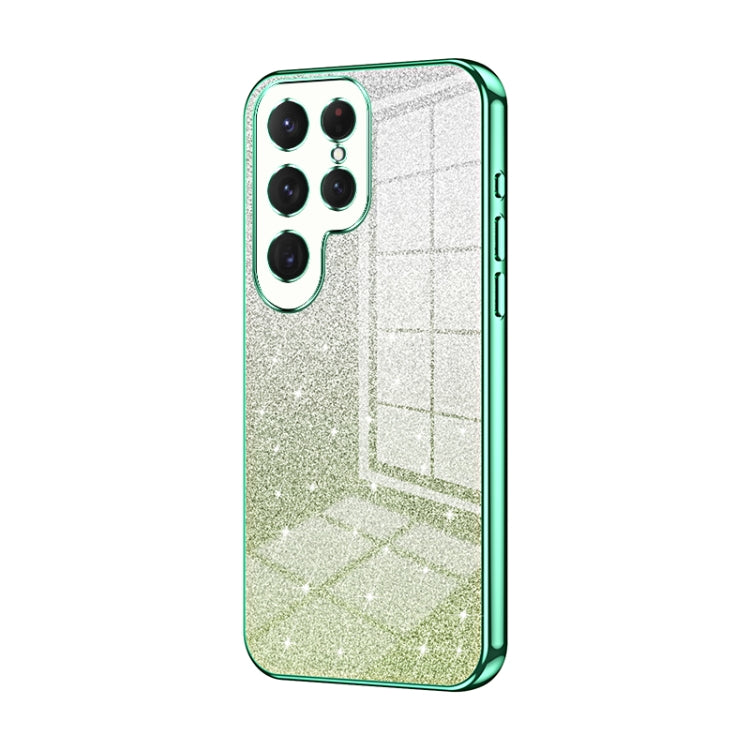 For Samsung Galaxy S25 Ultra 5G Gradient Glitter Powder Electroplated Phone Case(Green)