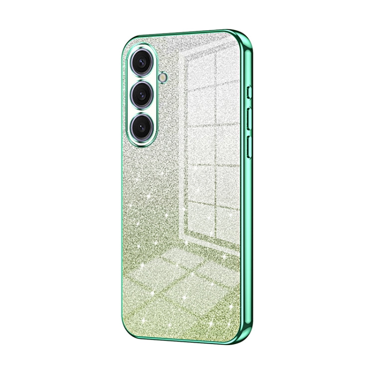 For Samsung Galaxy S25+ 5G Gradient Glitter Powder Electroplated Phone Case(Green)