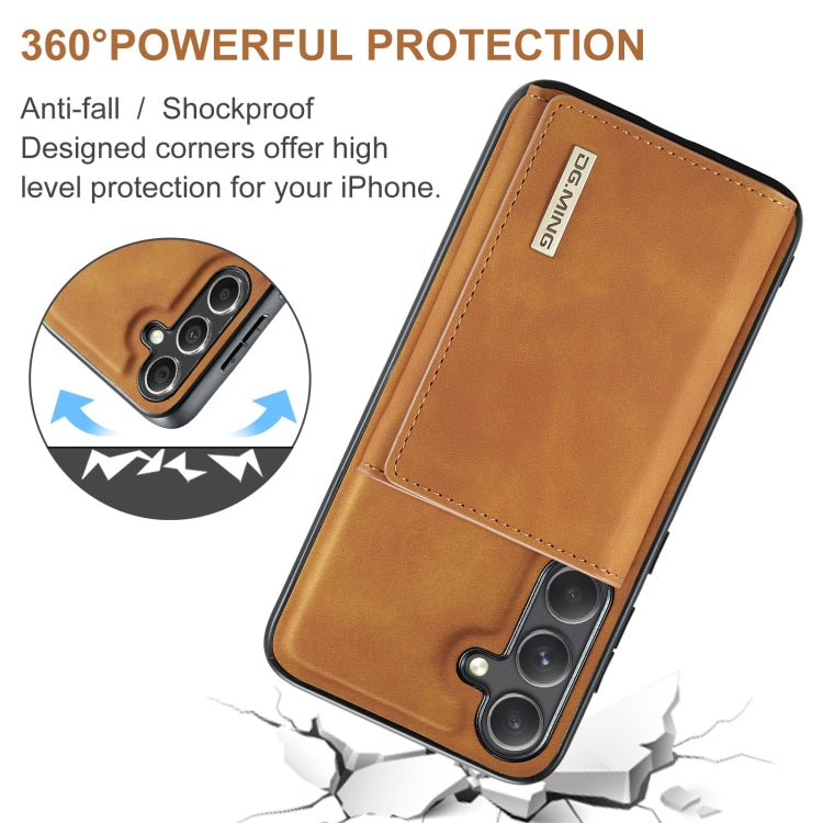 For Samsung Galaxy S24 FE 5G DG.MING M1 Series 3-Fold Multi Card Wallet + Magnetic Phone Case(Brown)