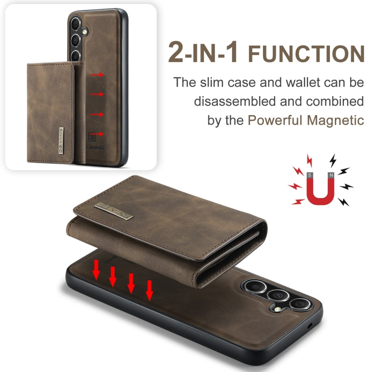 For Samsung Galaxy S24 FE 5G DG.MING M1 Series 3-Fold Multi Card Wallet + Magnetic Phone Case(Coffee)