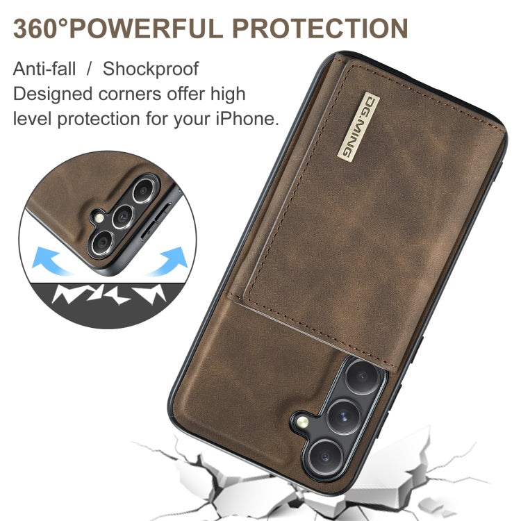 For Samsung Galaxy S24 FE 5G DG.MING M1 Series 3-Fold Multi Card Wallet + Magnetic Phone Case(Coffee)