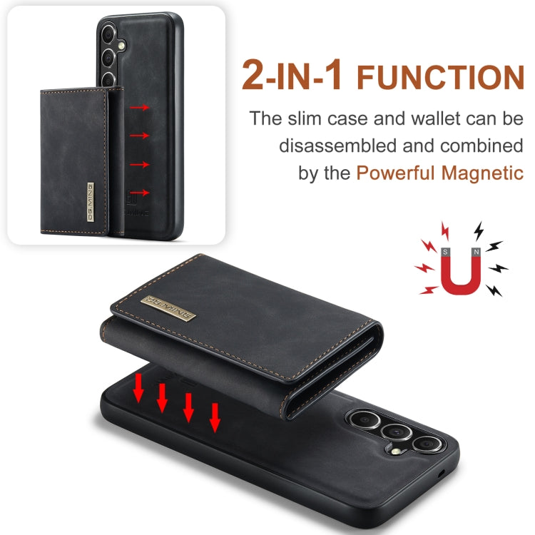 For Samsung Galaxy S24 FE 5G DG.MING M1 Series 3-Fold Multi Card Wallet + Magnetic Phone Case(Black)