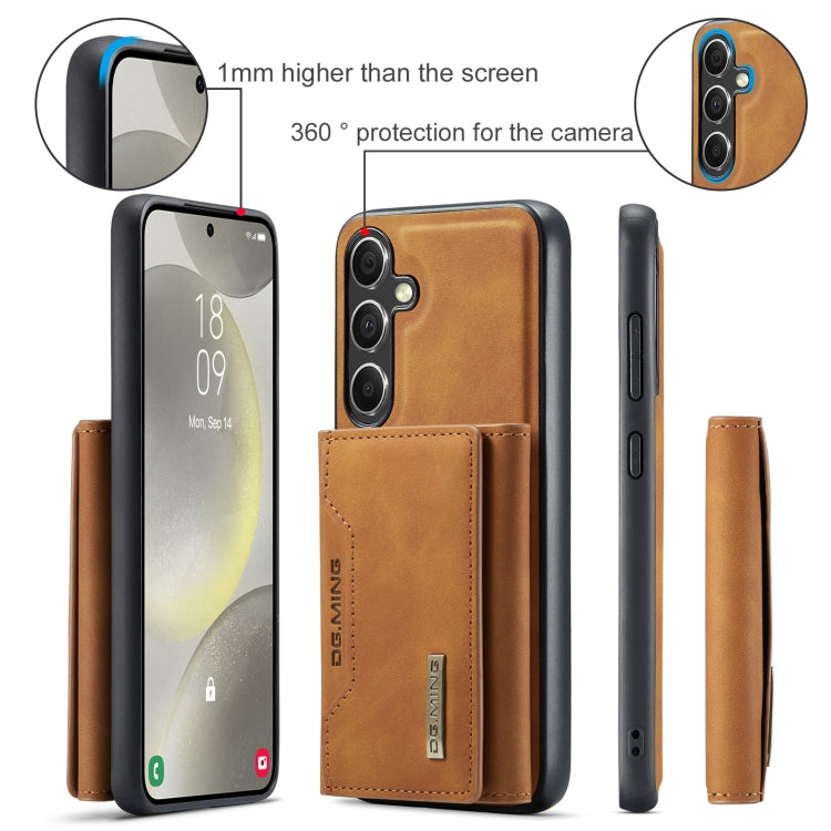 For Samsung Galaxy S24 FE 5G DG.MING M2 Series 3-Fold Multi Card Bag + Magnetic Phone Case(Brown)