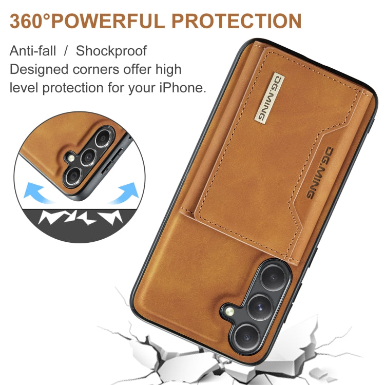 For Samsung Galaxy S24 FE 5G DG.MING M2 Series 3-Fold Multi Card Bag + Magnetic Phone Case(Brown)