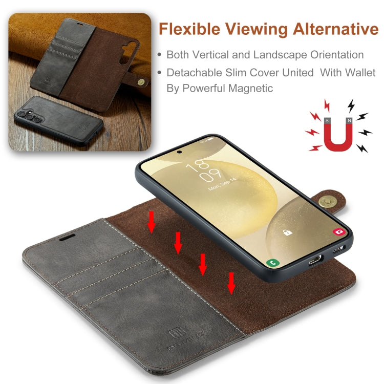 For Samsung Galaxy S24 FE 5G DG.MING Crazy Horse Texture Detachable Magnetic Leather Case(Grey)