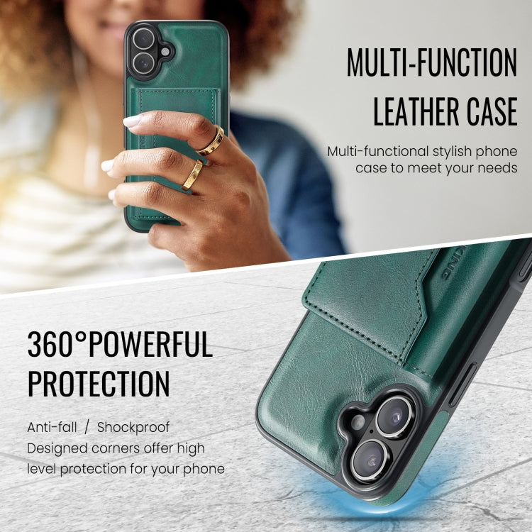 For iPhone 16 Plus DG.MING MAGKING-K2 Series MagSafe RFID Card Bag Detachable Phone Case(Green) - free shipping - PMC Jewellery - Order now!