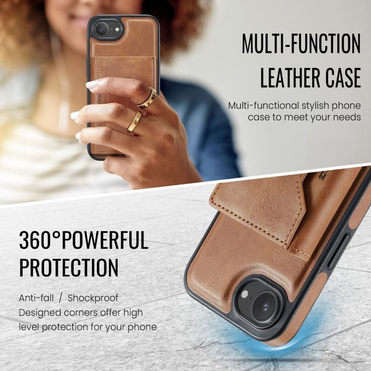 For iPhone 16e DG.MING MAGKING-K2 Series MagSafe RFID Card Bag Detachable Phone Case(Brown) - free shipping - PMc TechLife - Order now!