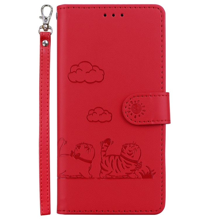 For Tecno Spark Go 2024 / 20 / 20C Cute Cats RFID Leather Phone Case(Red)