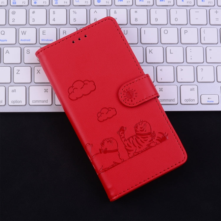 For Tecno Spark Go 2024 / 20 / 20C Cute Cats RFID Leather Phone Case(Red) - Tecno Cases by PMC Jewellery | Online Shopping South Africa | PMC Jewellery | Buy Now Pay Later Mobicred