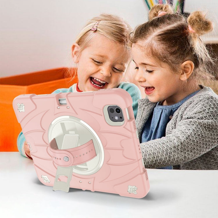 For iPad Pro 11 2024 Bat Hand Grip Turntable Stand Tablet Case(Pink White) - free shipping - PMC Jewellery - Order now!