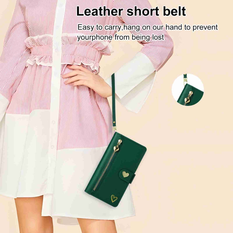 For Google Pixel 7 Pro POLA Love Multi-Card Slots Zipper Wallet Leather Phone Case(Dark Green)