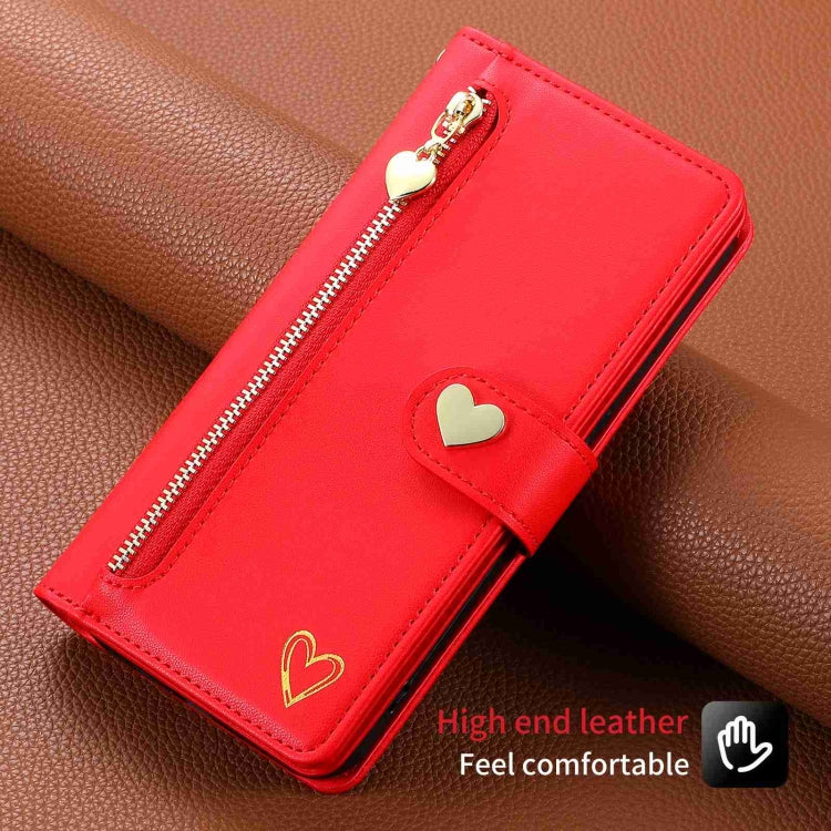 For Huawei P60 Pro POLA Love Multi-Card Slots Zipper Wallet Leather Phone Case(Red) - free shipping - PMC TechLife - Order now!