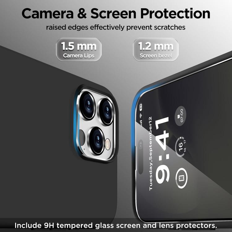 For iPhone 16 Plus Silicone Suction Cup MagSafe Phone Case with Screen Film & Lens Film(Black) - free shipping - PMC Jewellery - Order now!