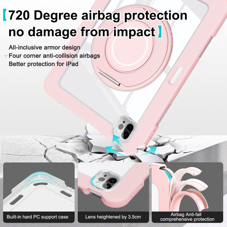 For iPad Pro 11 2022 / Air 10.9 2022 Crystal Armor PC Hybrid TPU Tablet Case with Pen Slot(Pink)