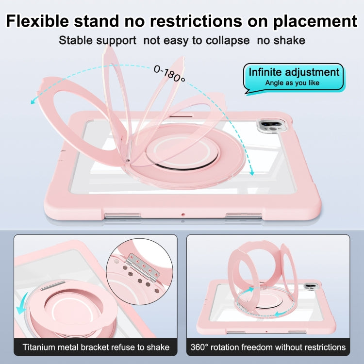 For iPad Pro 11 2022 / Air 10.9 2022 Crystal Armor PC Hybrid TPU Tablet Case with Pen Slot(Pink)