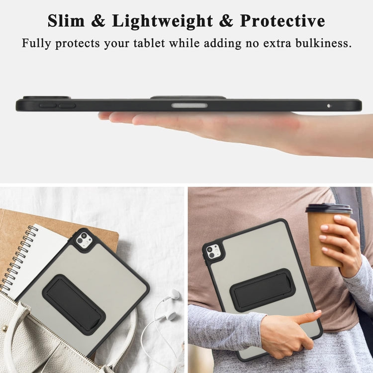 For iPad 4 / 3 / 2 9.7 inch Skin Feel Holder PC Hybrid TPU Tablet Case(Black)