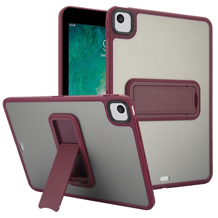 For iPad 9.7 inch 2018 / 2017 Skin Feel Holder PC Hybrid TPU Tablet Case(Wine Red)