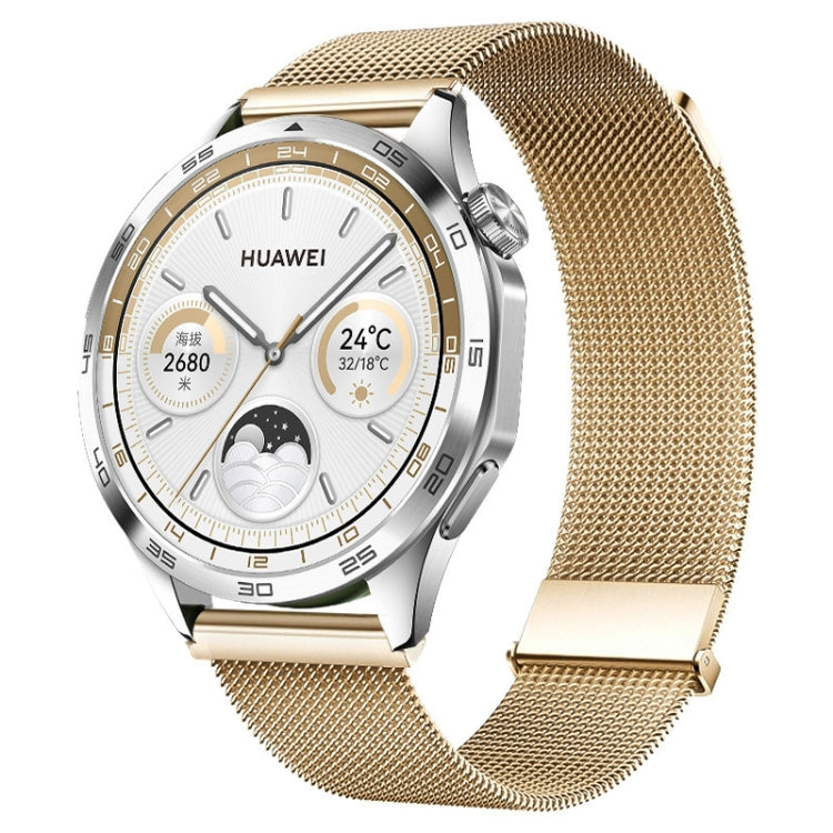 For Huawei Watch GT5 46mm Daul-section Magnetic Milan Steel Mesh Watch Band(Rose Gold)