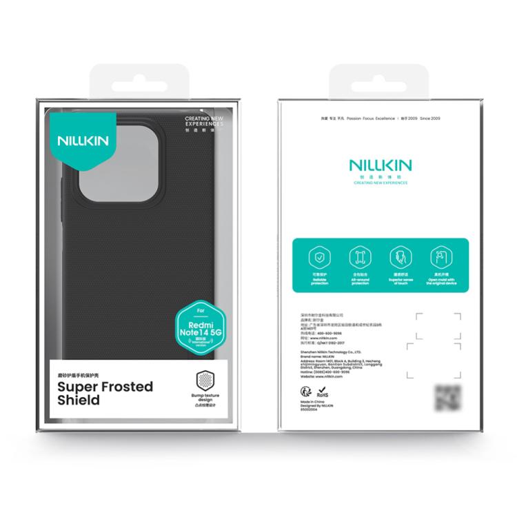 For Redmi Note 14 5G Global NILLKIN Frosted PC Phone Case(Black) - Note 14 Cases by NILLKIN | Online Shopping South Africa | PMC Jewellery | Buy Now Pay Later Mobicred