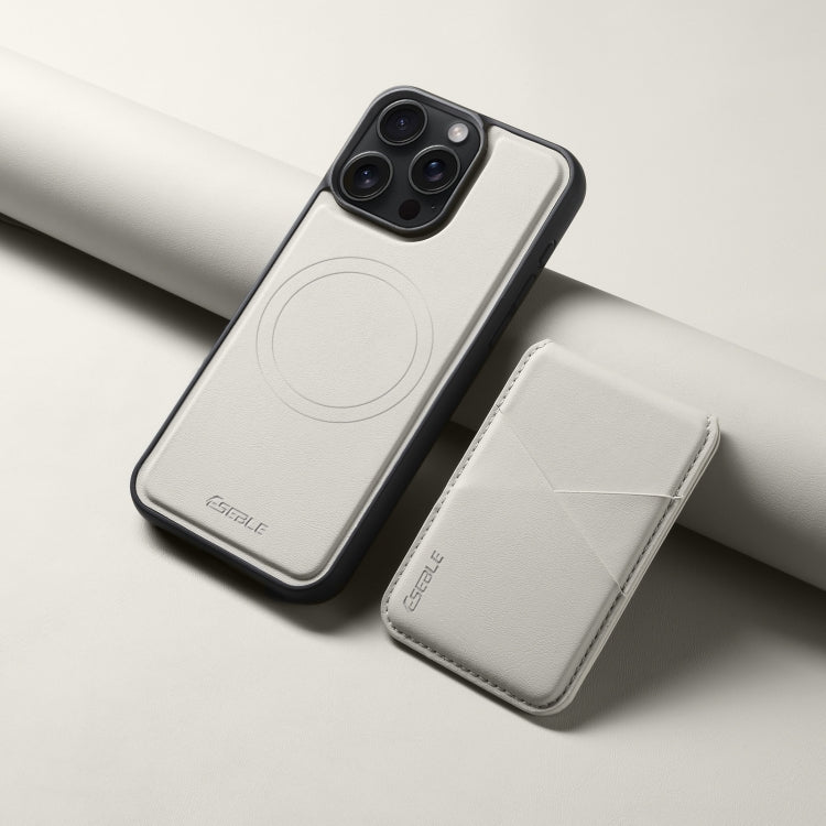 For iPhone 16 ESEBLE E3 Plain Texture Card Slots MagSafe RFID Leather Case(Ivory) - free shipping - PMC Jewellery - Order now!