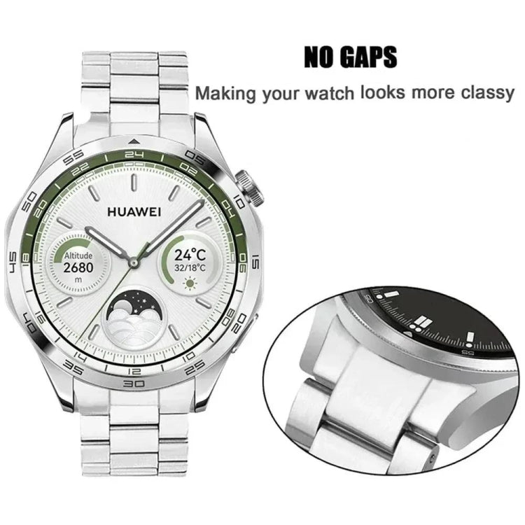 For Huawei Watch GT 5 46mm Curved Flat Buckle Three Beads Stainless Steel Watch Band(Silver) - free shipping - PMC TechLife - Order now!