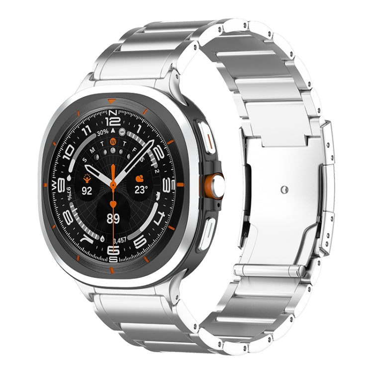 For Samsung Galaxy Watch Ultra 47mm Three Beads Tortoise Buckle Titanium Steel Watch Band(Silver)