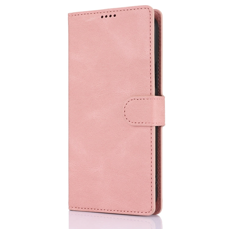 For Samsung Galaxy S25+ 5G Fantasy Skin-feel Calfskin Texture Leather Phone Case(Pink)