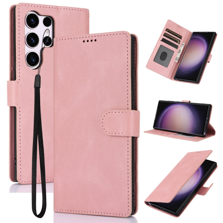For Samsung Galaxy S25 Ultra 5G Fantasy Skin-feel Calfskin Texture Leather Phone Case(Pink)