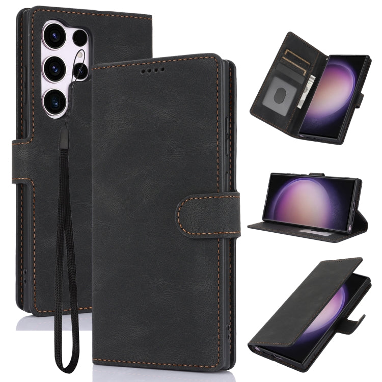 For Samsung Galaxy S25 Ultra 5G Fantasy Skin-feel Calfskin Texture Leather Phone Case(Black)