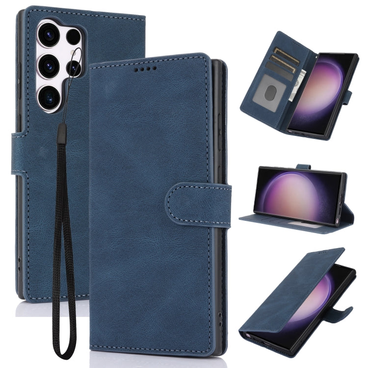 For Samsung Galaxy S25 Ultra 5G Fantasy Skin-feel Calfskin Texture Leather Phone Case(Blue)