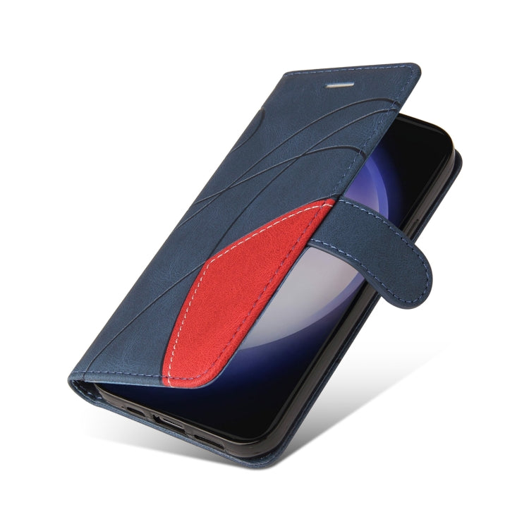 For Samsung Galaxy S25 / S24 5G Dual-color Splicing Flip Leather Phone Case(Blue) - free shipping - PMC Jewellery - Order now!