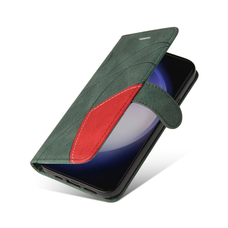 For Samsung Galaxy S25 / S24 5G Dual-color Splicing Flip Leather Phone Case(Green) - Galaxy S25 5G Cases by PMC Jewellery | Online Shopping South Africa | PMC Jewellery | Buy Now Pay Later Mobicred