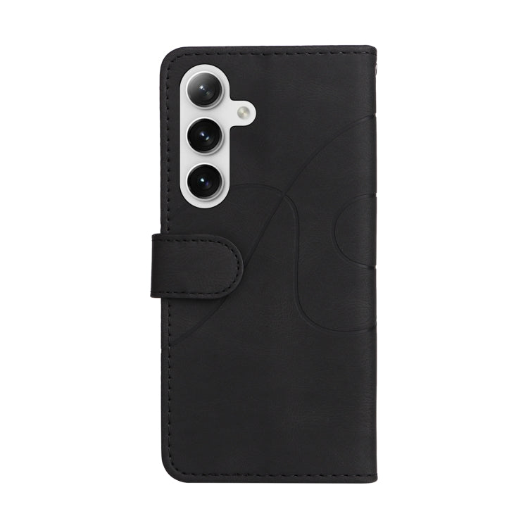 For Samsung Galaxy S25+ / S24+ 5G Dual-color Splicing Flip Leather Phone Case(Black)