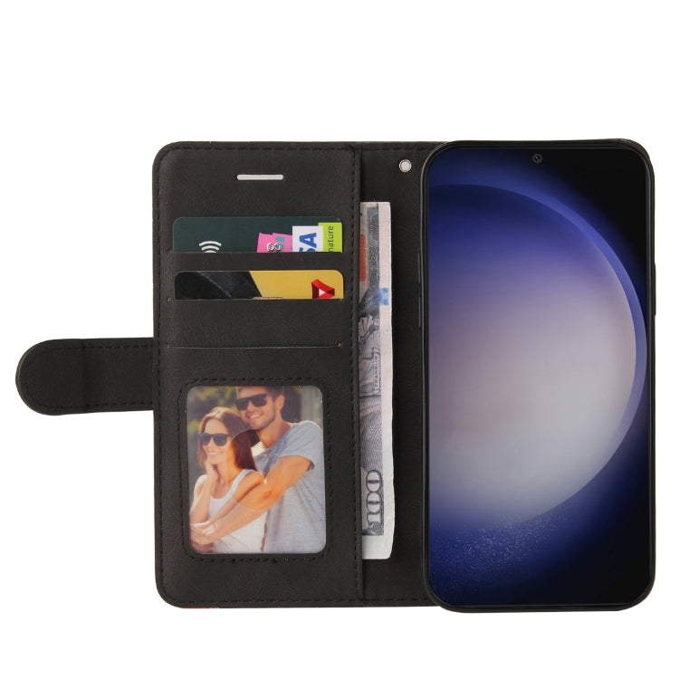 For Samsung Galaxy S25+ / S24+ 5G Dual-color Splicing Flip Leather Phone Case(Black)