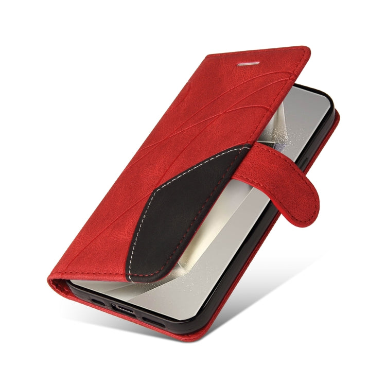 For Samsung Galaxy S25 Ultra 5G Dual-color Splicing Flip Leather Phone Case(Red) - Galaxy S25 Ultra 5G Cases by PMC Jewellery | Online Shopping South Africa | PMC Jewellery | Buy Now Pay Later Mobicred