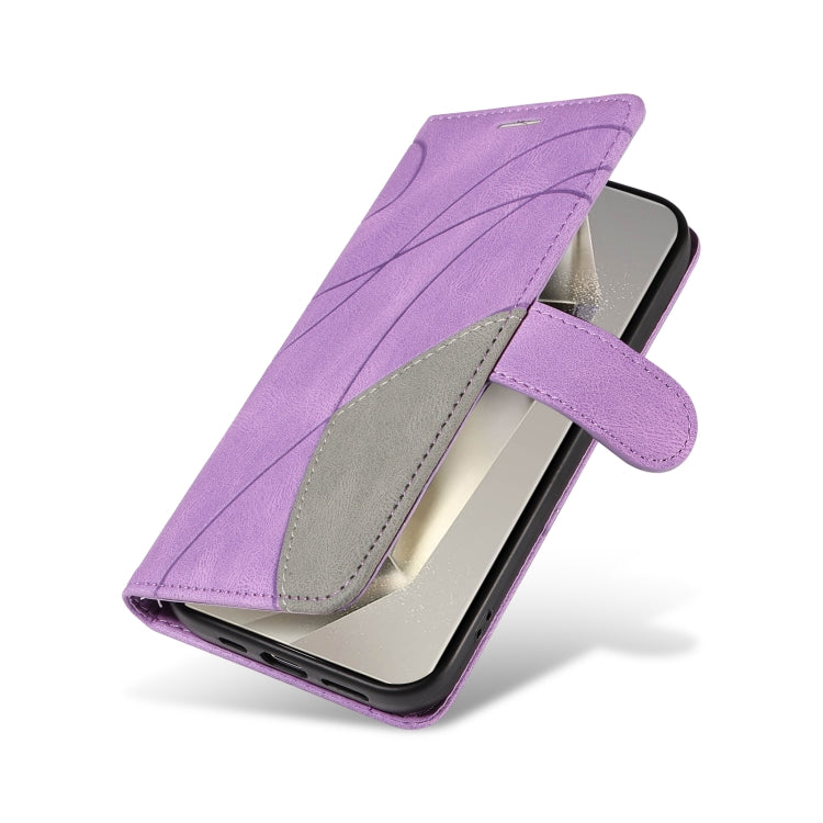 For Samsung Galaxy S25 Ultra 5G Dual-color Splicing Flip Leather Phone Case(Purple) - Galaxy S25 Ultra 5G Cases by PMC Jewellery | Online Shopping South Africa | PMC Jewellery | Buy Now Pay Later Mobicred