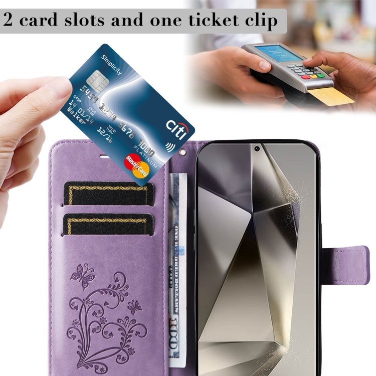 For Samsung Galaxy S25 Ultra 5G 3D Butterfly Embossed Pattern Flip Leather Phone Case(Purple) - Galaxy S25 Ultra 5G Cases by PMC Jewellery | Online Shopping South Africa | PMC Jewellery | Buy Now Pay Later Mobicred