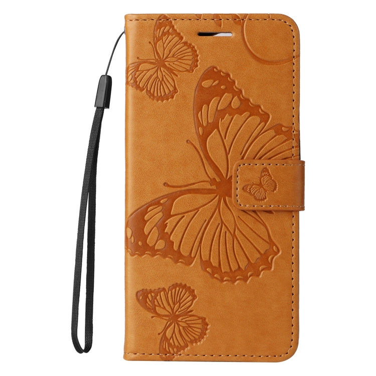For Samsung Galaxy S25 Ultra 5G 3D Butterfly Embossed Pattern Flip Leather Phone Case(Yellow)