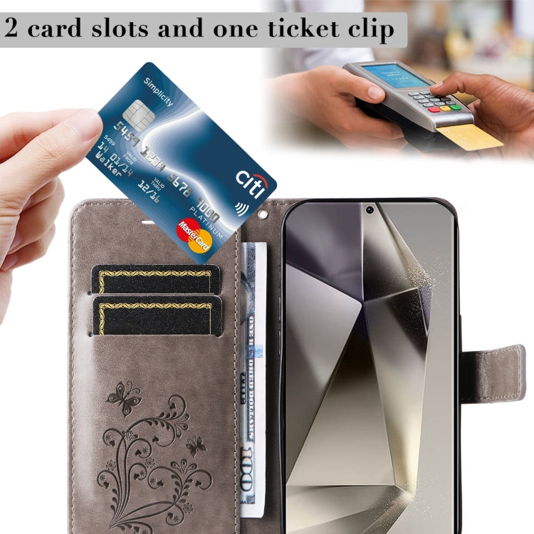 For Samsung Galaxy S25 Ultra 5G 3D Butterfly Embossed Pattern Flip Leather Phone Case(Grey) - Galaxy S25 Ultra 5G Cases by PMC Jewellery | Online Shopping South Africa | PMC Jewellery | Buy Now Pay Later Mobicred