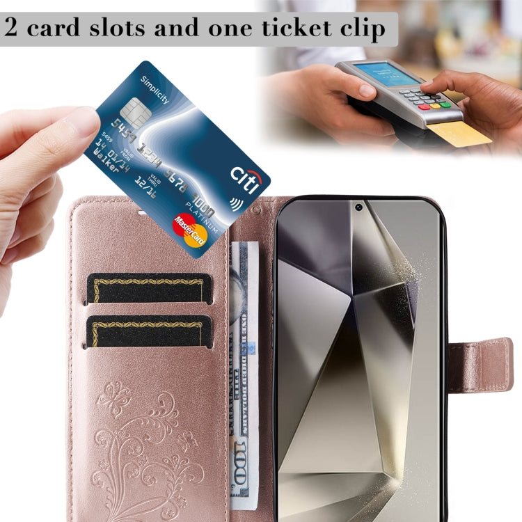 For Samsung Galaxy S25 Ultra 5G 3D Butterfly Embossed Pattern Flip Leather Phone Case(Rose Gold) - Galaxy S25 Ultra 5G Cases by PMC TechLife | Online Shopping South Africa | PMC TechLife | Buy Now Pay Later Mobicred