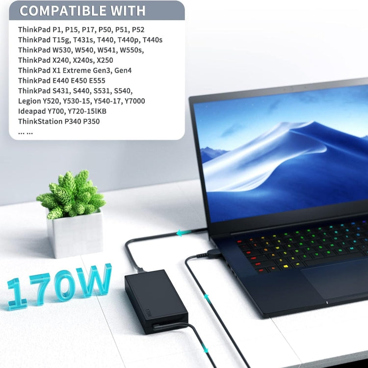 170W 20V 8.5A Laptop Notebook Power Adapter For Lenovo USB Jack, Plug:EU Plug - For Lenovo by PMC Jewellery | Online Shopping South Africa | PMC Jewellery | Buy Now Pay Later Mobicred