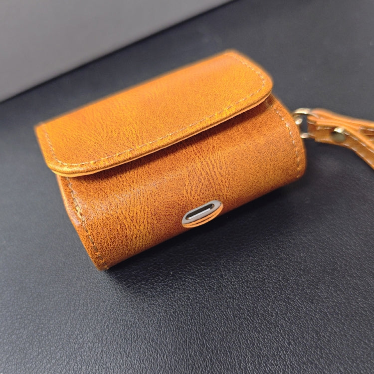 For AirPods Pro 2 Cowhide Texture PU Headset Shockproof Case(Coffee) - For AirPods Pro 2 by PMC Jewellery | Online Shopping South Africa | PMC Jewellery | Buy Now Pay Later Mobicred