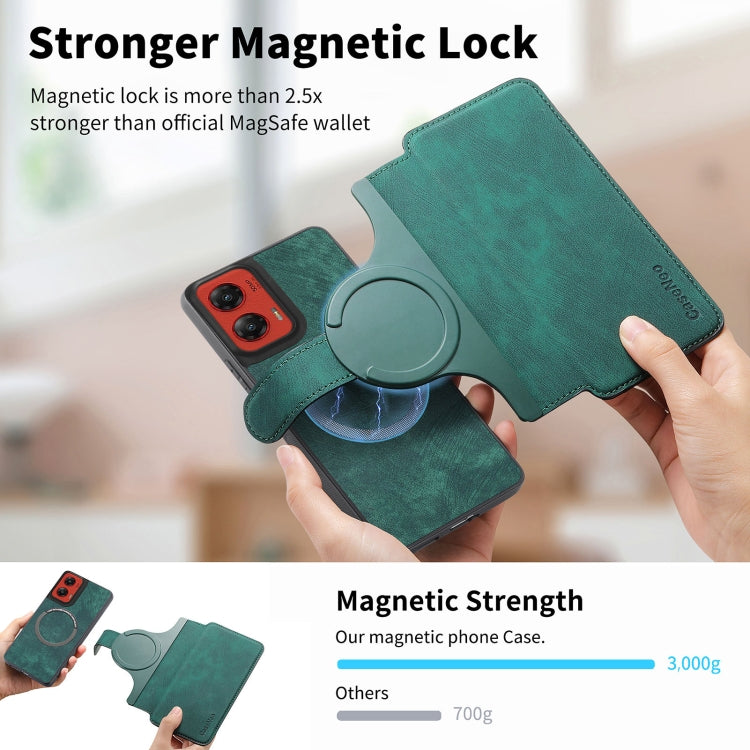 For Motorola Moto G Stylus 5G 2024 CaseNeo MagSafe RFID Anti-theft Retro Leather Phone Case(Green)